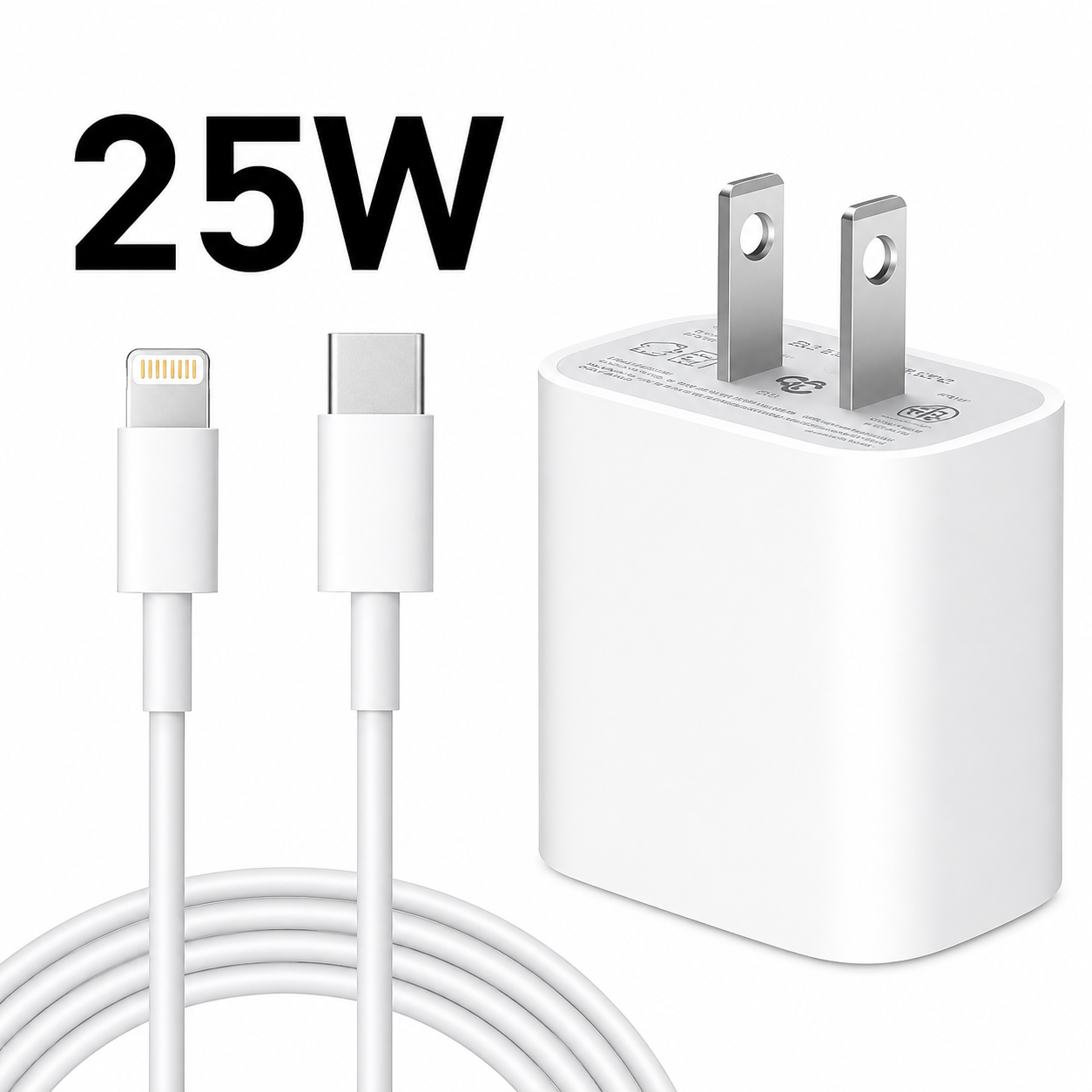Cargador Rápido 25W USB-C Compatible con iPhone + Cable Tipo Lightning