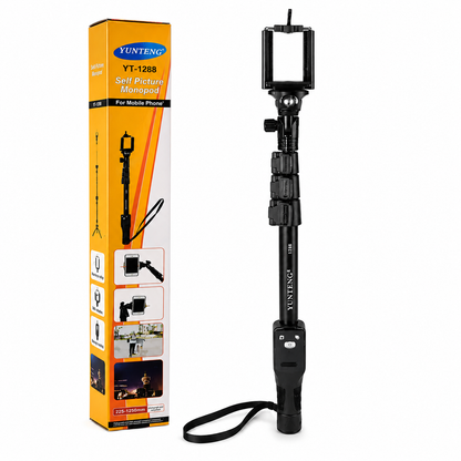 Palo Selfie Trípode Yunteng YT-1288 Bluetooth Extensible 125 cm con Control Remoto para Celular y Cámara