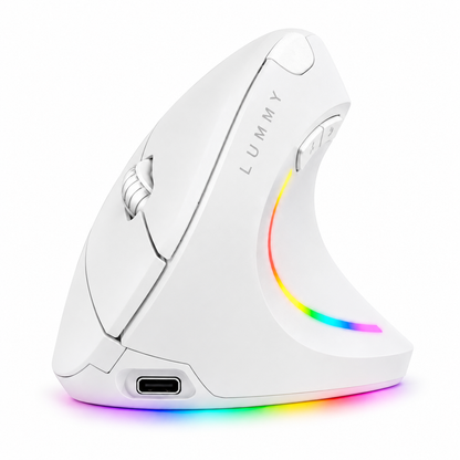 Mouse Ergonómico Vertical Inalámbrico RGB Recargable Bluetooth 5.3 y 2.4GHz con Receptor USB Lummy LMO-07 para Diestro