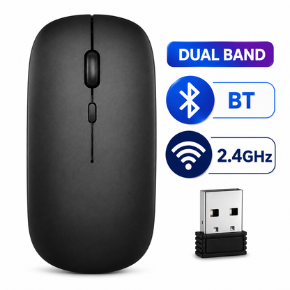 Mouse Inalámbrico Recargable Lummy Platinum LY-M05 Dual Mode Bluetooth 5.3 + 2.4GHz con Receptor USB