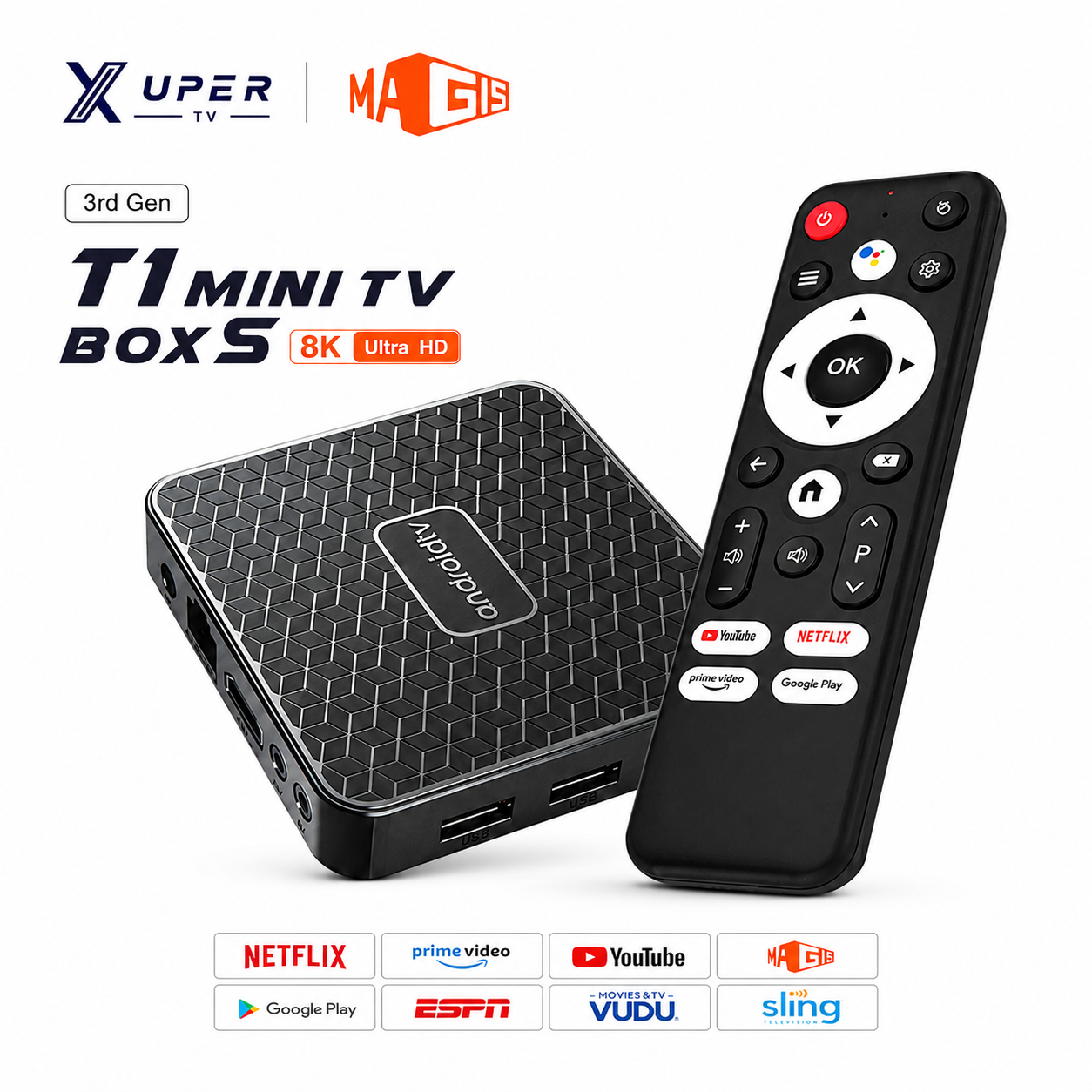 TV Box Mortal T1 3ra Generación  estilo Watch onn 2GB RAM 16GB 8K Ultra HD 8K