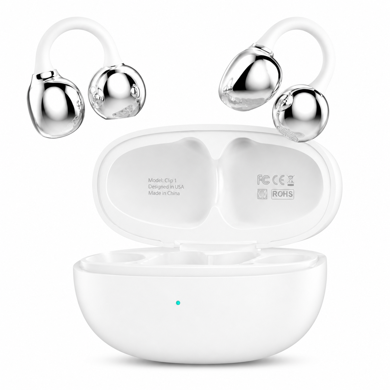 Audífonos Bluetooth Clip 1 TWS 5.3 Control Táctil 5H Sonido HD estilo arrete