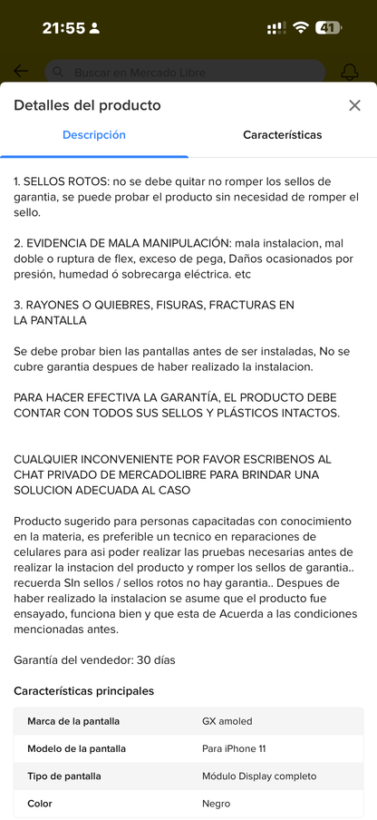 Pantalla Completa iPhone 11 Amoled GX con Imagen Superior Premium