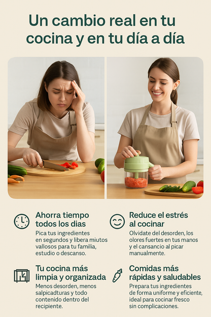 Cortador Eléctrico de Verduras 3 en 1 con Corte Automático