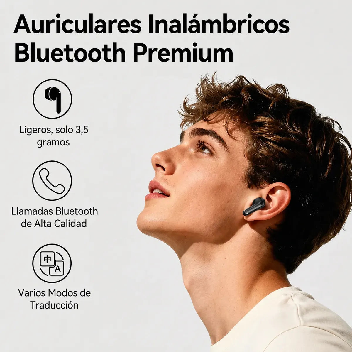 Audífonos Bluetooth Mobulaa WF6 con Traductor IA 100+ Idiomas, Cancelación de Ruido y Sonido Hi-Fi