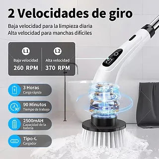 Cepillo Eléctrico de Limpieza 9 en 1 USB-C con Cabezales Intercambiables