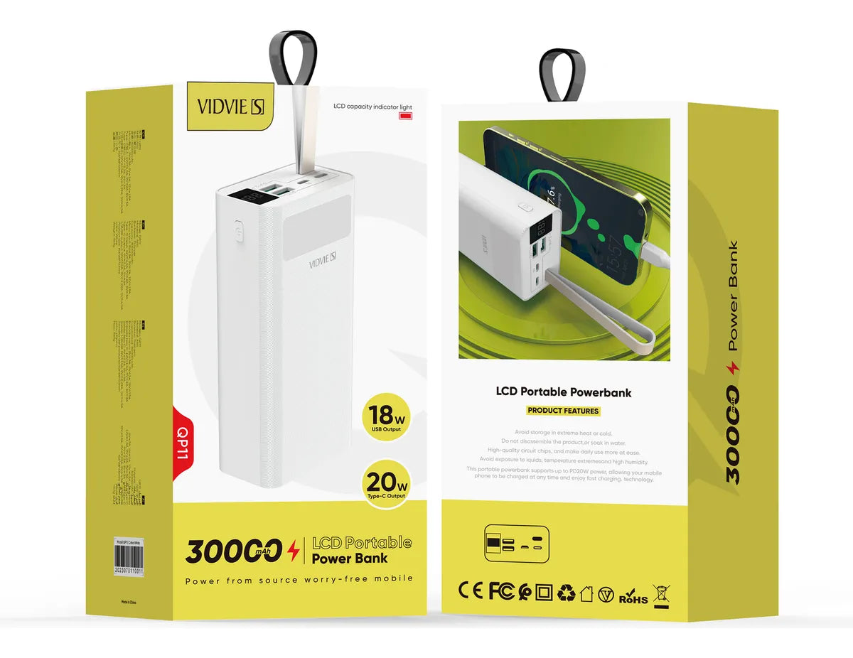 Power bank Cargador Portátil 30000mah Vidvie P06 | Carga 20w