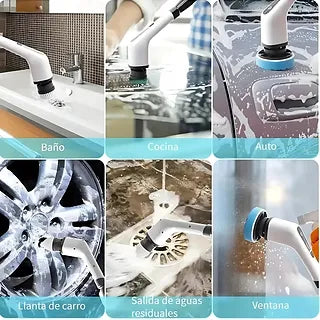 Cepillo Eléctrico de Limpieza 9 en 1 USB-C con Cabezales Intercambiables