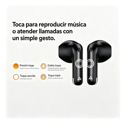 Audífonos Bluetooth Mobulaa WF6 con Traductor IA 100+ Idiomas, Cancelación de Ruido y Sonido Hi-Fi