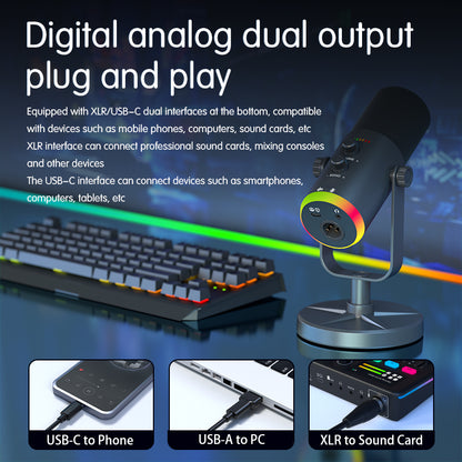 Micrófono USB Profesional RGB para PC y Streaming | Condensador Cardioide con Filtro Podcast