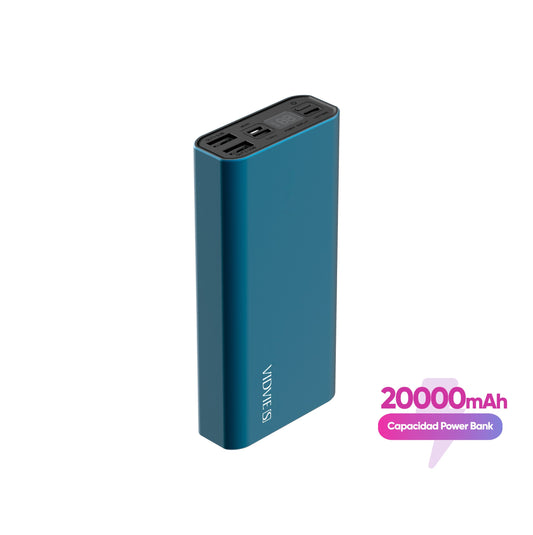 Power Bank 20000mAh con Carga Rápida USB, Tipo C y Lightning de Alta Potencia