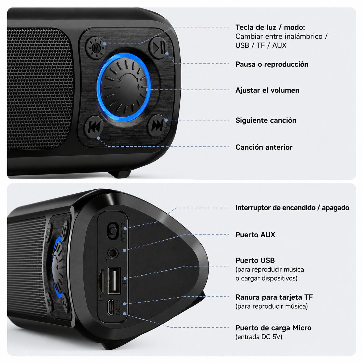 Parlante Bluetooth Vidvie VS-S01 Portátil RGB 16W USB TF AUX