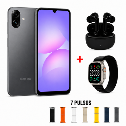 Celular Samsung A07 128/6GB 50MP + Audífonos + Smartwatch