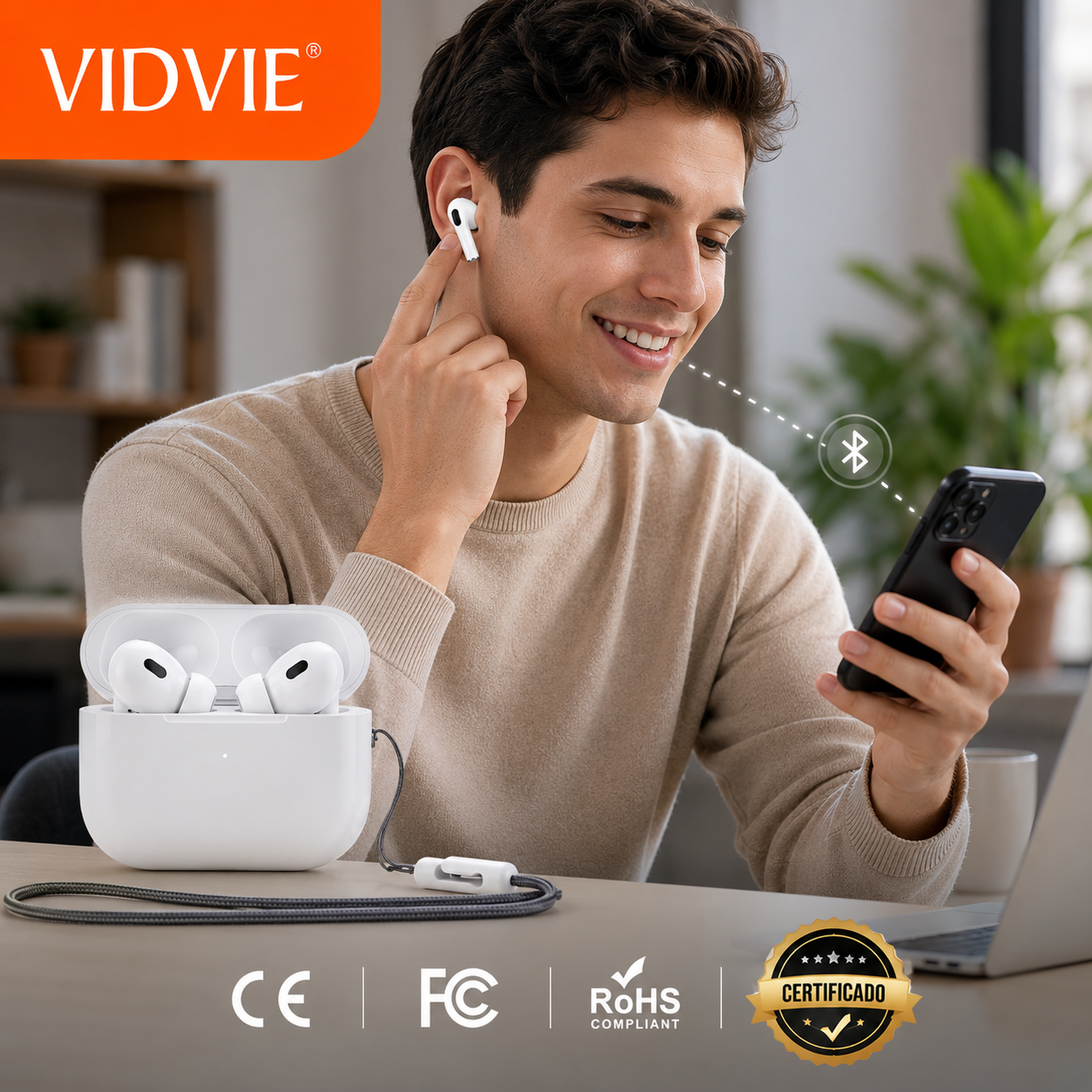 Audífonos Inalámbricos Vidvie BT866-V  Estilo Pro - Sonido Potente Ceriticado V-Pods Pro V