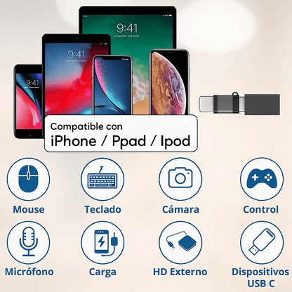 Adaptador Convertidor para Microfono solapa puerto Usb C a puerto Lightning - Tecnomundointl
