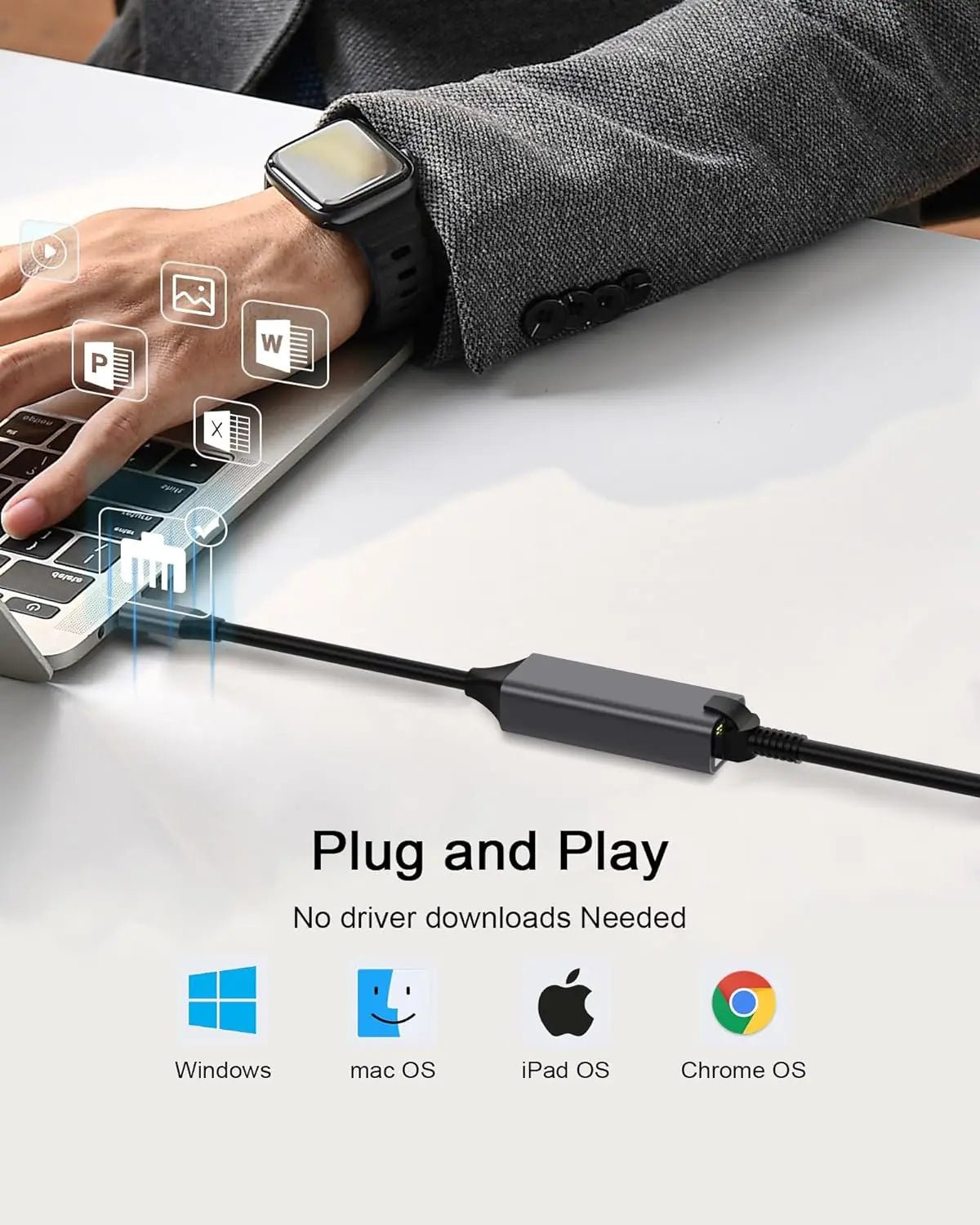 Adaptador Convertidor Puerto C A Hub Rj45 en Abs - Tecnomundointl