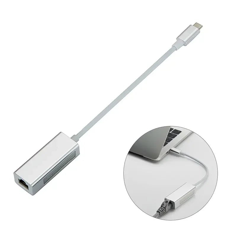 Adaptador Puerto C A Hub Rj45 1000mbps Gigabit Aluminium - Tecnomundointl