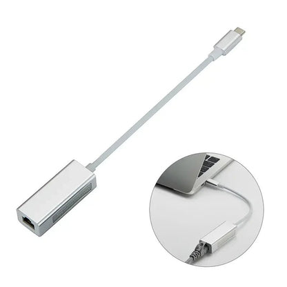 Adaptador Puerto C A Hub Rj45 1000mbps Gigabit Aluminium - Tecnomundointl