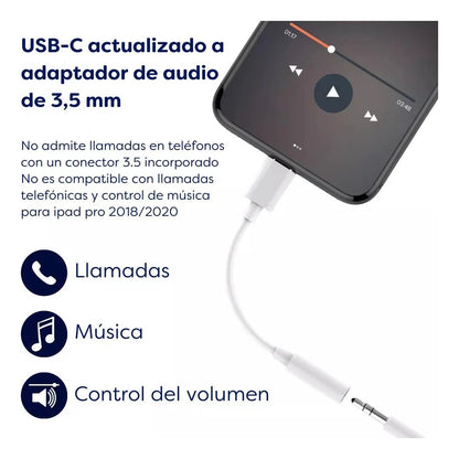 Adaptador USB Puerto C a Audio Jack 3.5mm Hembra - Tecnomundointl