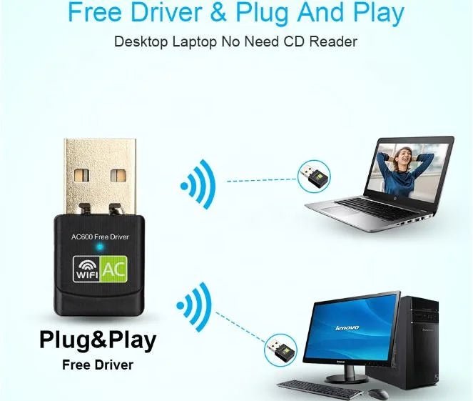 Adaptador USB WiFi Dual Band AC600 600Mb - Tecnomundointl