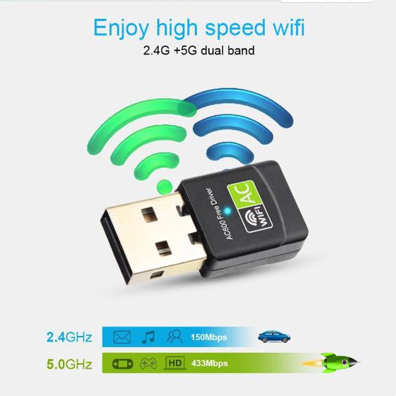 Adaptador USB WiFi Dual Band AC600 600Mb - Tecnomundointl
