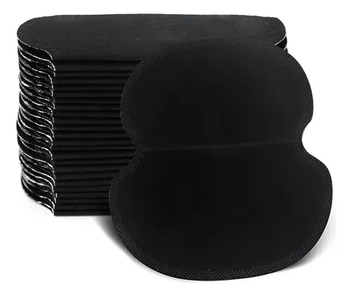 Almohadillas axilares negras absorbentes de sudor, pack apilado y una individual al frente