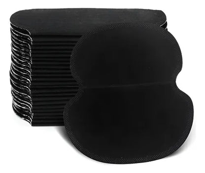 Almohadillas axilares negras absorbentes de sudor, pack apilado y una individual al frente