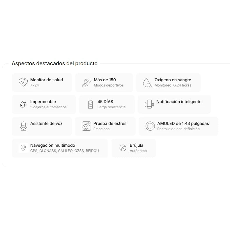 Smartwatch AuraFit Trek 1 GPS AMOLED 1.43" 150+ Modos Deportivos