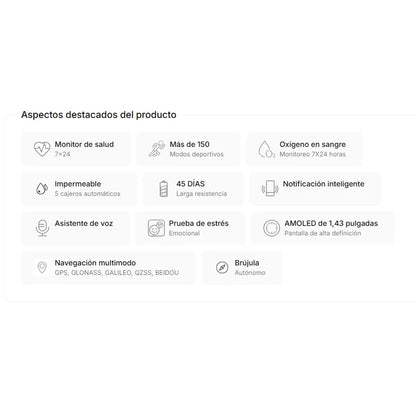 Smartwatch AuraFit Trek 1 GPS AMOLED 1.43" 150+ Modos Deportivos