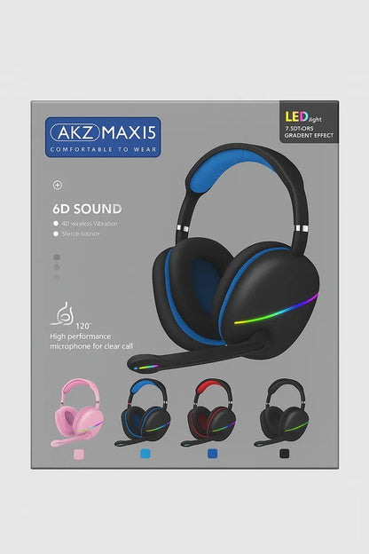 Audífonos Gamer Max15 Sonido 6d + Luces Led Rgb + Micrófono. - Tecnomundointl