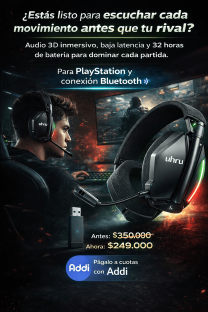 Audífonos Gamer para PlayStation UHURU Pro 3D – Baja Latencia, 32H Batería y Cancelación de Ruido - Tecnomundointl