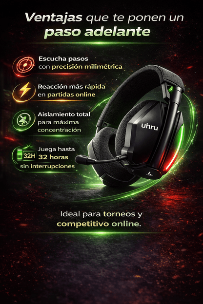 Audífonos Gamer para PlayStation UHURU Pro 3D – Baja Latencia, 32H Batería y Cancelación de Ruido - Tecnomundointl