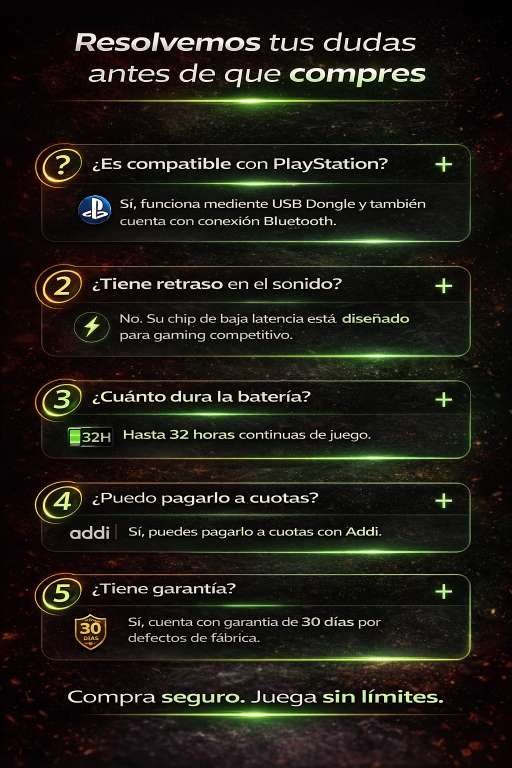 Audífonos Gamer para PlayStation UHURU Pro 3D – Baja Latencia, 32H Batería y Cancelación de Ruido - Tecnomundointl