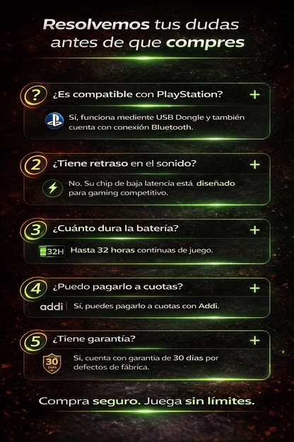 Audífonos Gamer para PlayStation UHURU Pro 3D – Baja Latencia, 32H Batería y Cancelación de Ruido - Tecnomundointl