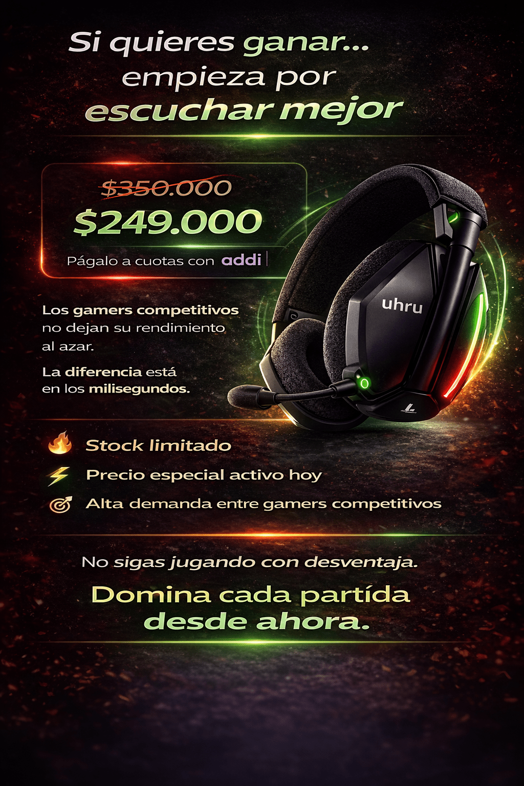 Audífonos Gamer para PlayStation UHURU Pro 3D – Baja Latencia, 32H Batería y Cancelación de Ruido - Tecnomundointl