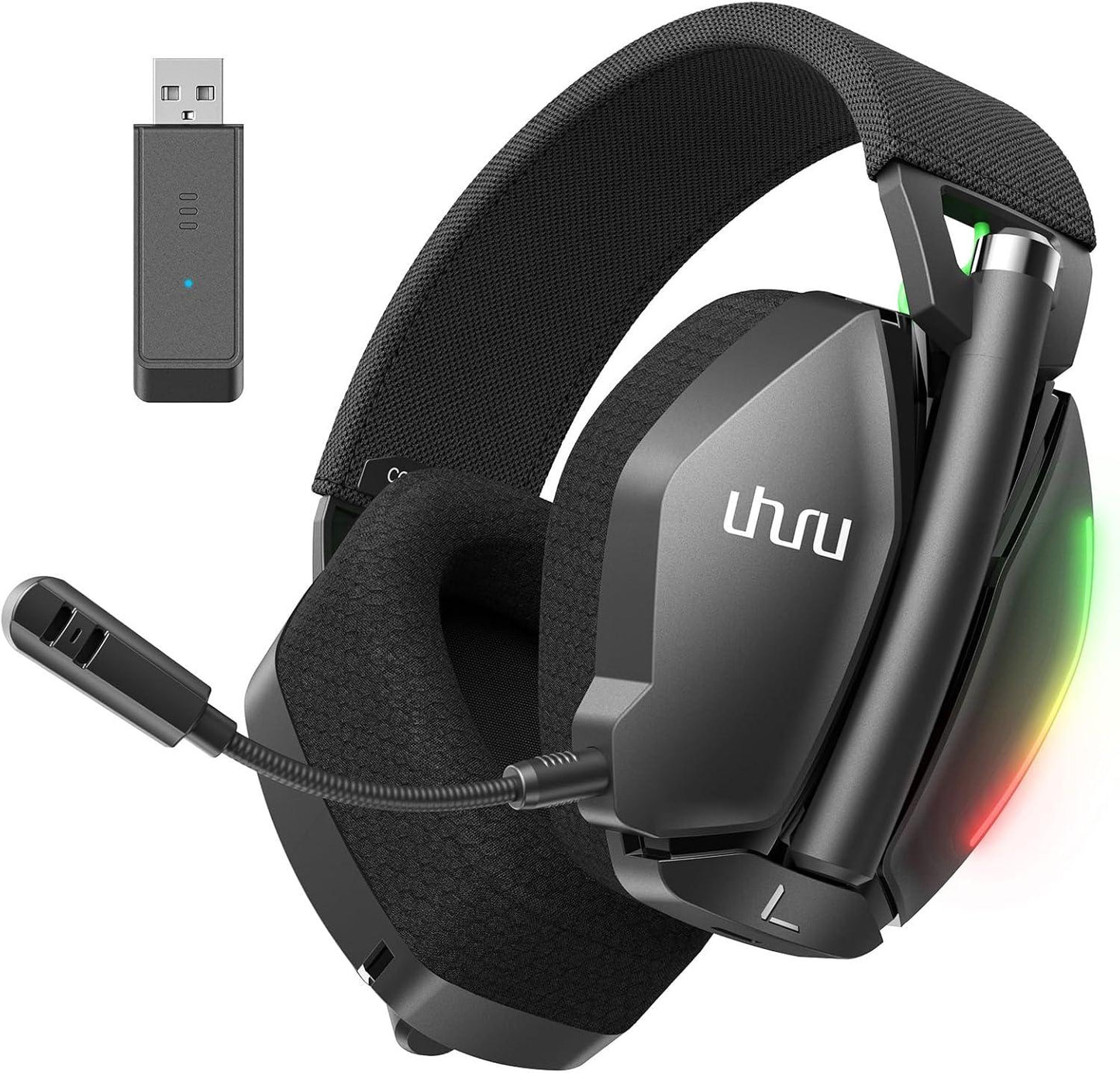 Audífonos gamer inalámbricos con micrófono, RGB, USB y almohadillas acolchadas