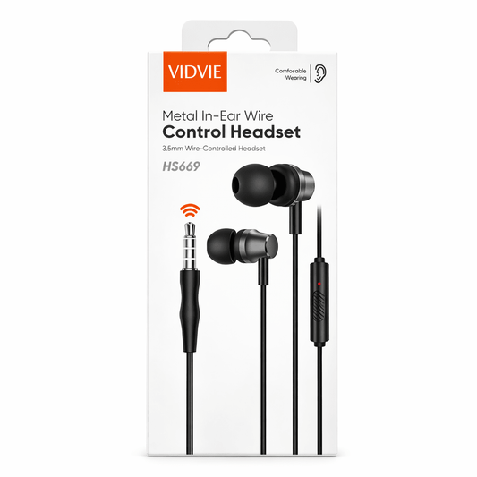 Audífonos VIDVIE HS669 In - Ear 3.5mm Metal con Control mute muy comodos - Tecnomundointl