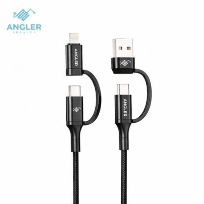 Cable Angler 4 en 1 carga rapida PD 60W USB - C Lightning 100cm - AN - CN4 - Tecnomundointl