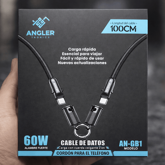 Cable colgante 2 en 1 60W carga rápida USB - C resistente - Tecnomundointl