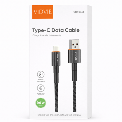 Cable USB usb - C 66W Carga Rápida Trenzado 120cm VIDVIE CB4033 - Tecnomundointl
