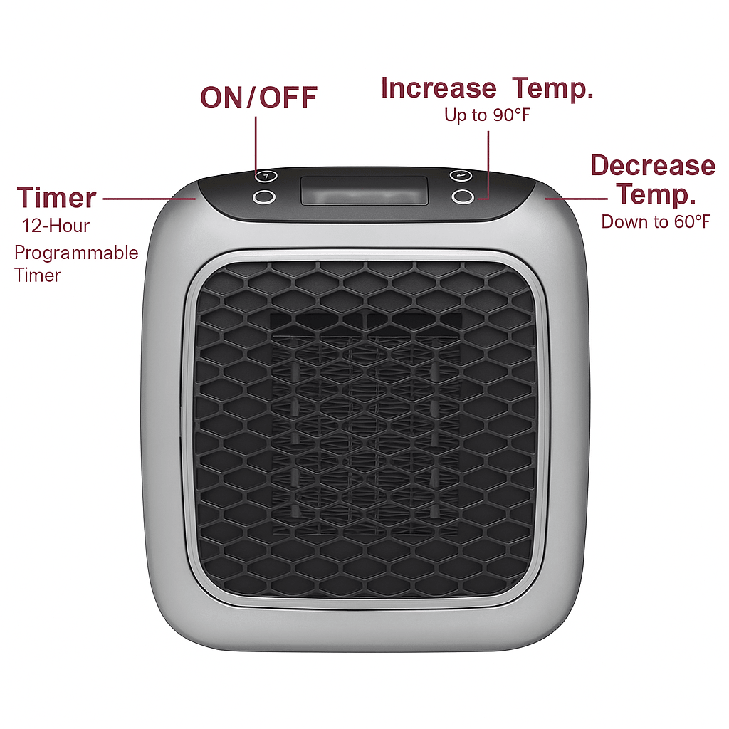 Calentador de Habitacion Turbo 800 Enciéndelo y Siente el Calor al Instante | Bajo Consumo de Energía - Tecnomundointl