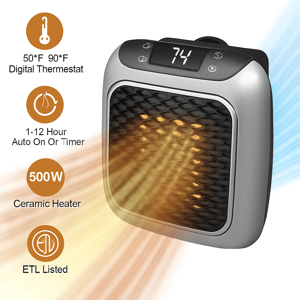 Calentador de Habitacion Turbo 800 Enciéndelo y Siente el Calor al Instante | Bajo Consumo de Energía - Tecnomundointl