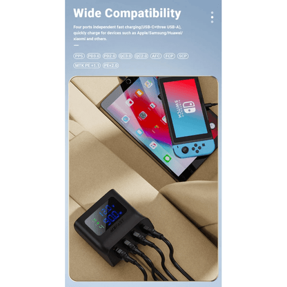 Cargador de carro Vidvie CC527 150W USB - C + 3 USB Carga Rápida PD3.0 QC3.0 12 - 24V - Tecnomundointl