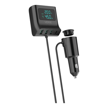 Cargador de carro Vidvie CC527 150W USB - C + 3 USB Carga Rápida PD3.0 QC3.0 12 - 24V - Tecnomundointl