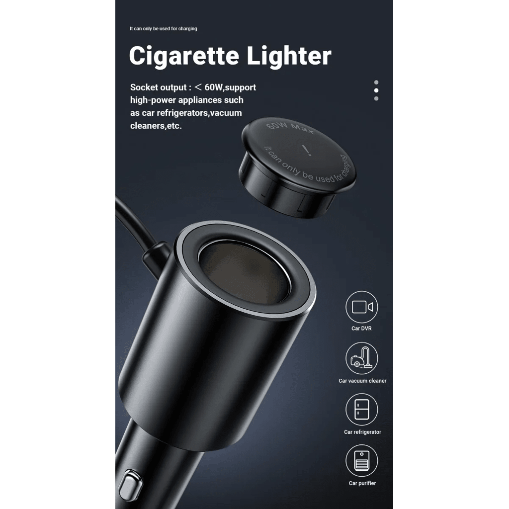 Cargador de carro Vidvie CC527 150W USB - C + 3 USB Carga Rápida PD3.0 QC3.0 12 - 24V - Tecnomundointl
