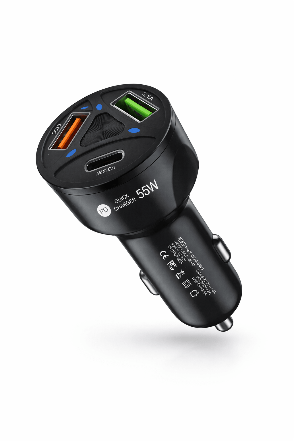 Cargador para Carro 55W PD + Quick Charge 3.0 USB y Puerto Usb - C - Tecnomundointl