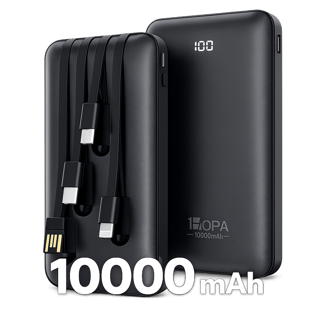 Cargador Portátil 10000mAh Para iPhone y Android cable incluido Powerbank 1Hora - Tecnomundointl