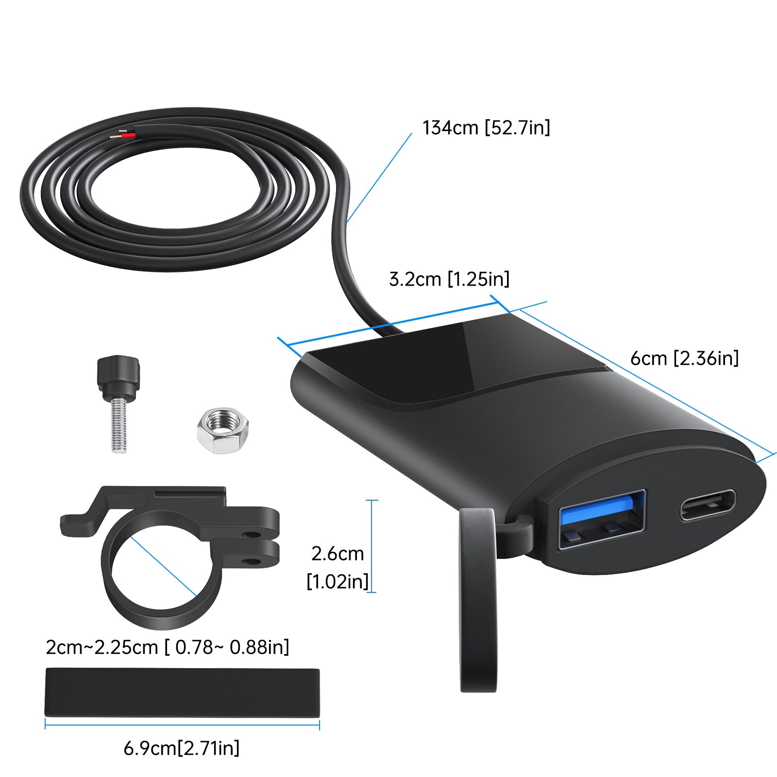 Cargador Rapido USB Tipo C para Motocicleta 30W Impermeable - Tecnomundointl