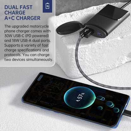Cargador Rapido USB Tipo C para Motocicleta 30W Impermeable - Tecnomundointl