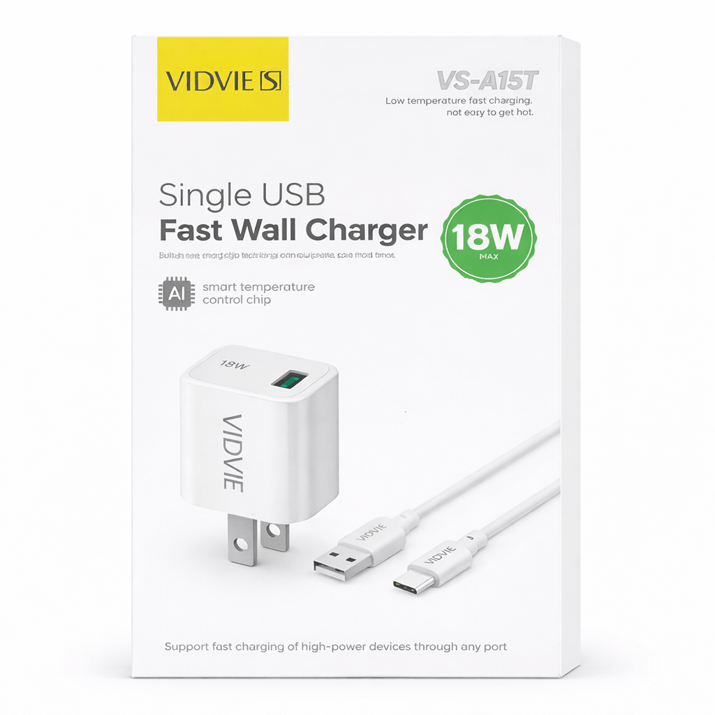 Cargador Rápido VIDVIE VS - A15T 18W USB Fast Charge - Tecnomundointl